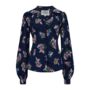 Poppy Blouse In Navy Floral Dancer 1940s Style, thumbnail 1 of 2
