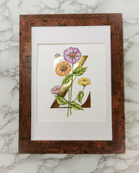 Z Is For Zinnia Gilded Print, 3 of 7