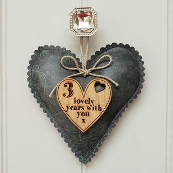 3rd Wedding Anniversary Leather Heart With Oak Message, 7 of 10
