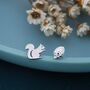 Sterling Silver Squirrel And Pinecone Stud Earrings, thumbnail 1 of 8