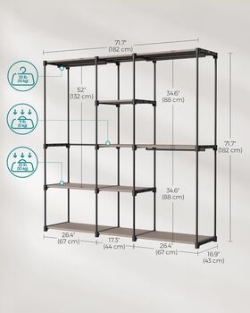 Portable Open Wardrobe Clothes Organiser Rack Shelves, 2 of 9