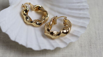 Gold Twist Hoop Earrings, 5 of 5