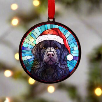 Newfoundland In Santa Hat Suncatcher Decoration, 6 of 6