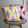 Bright Harlequin Screen Printed Cushion, thumbnail 10 of 11