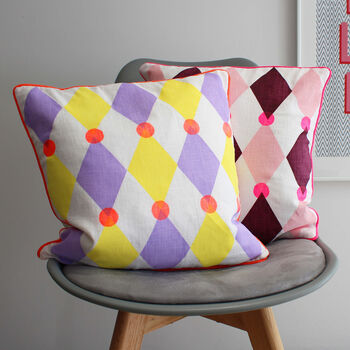 Bright Harlequin Screen Printed Cushion, 10 of 11