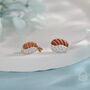Mismatched Salmon And Prawn Sushi Stud Earrings In Sterling Silver, thumbnail 1 of 12