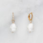 Gold Or Silver Huggie Pearl Drop Earrings, thumbnail 2 of 7