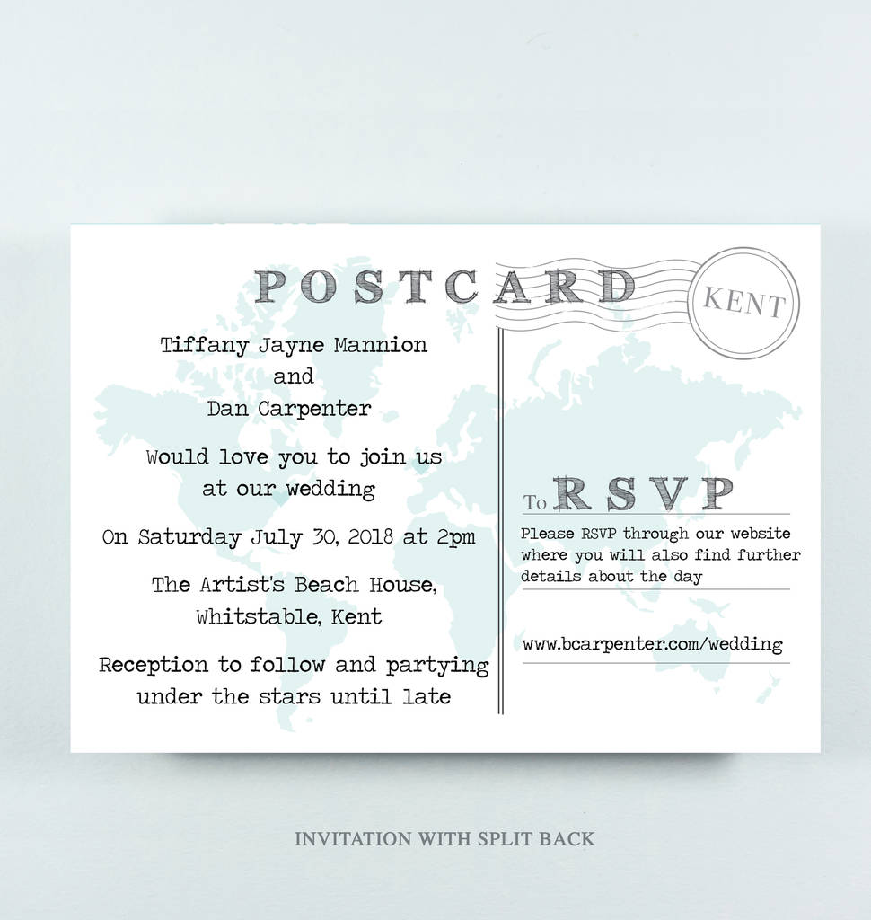 Tiffany Wedding Map Postcard Invitation With Quote By Paper And Inc