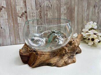Large Driftwood Molten Glass Bowl Fruit Nuts Food Bowl Handmade Decor 24 28cm, 6 of 9