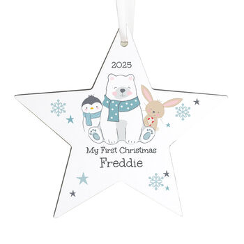 Personalised Polar Bear Christmas Star Ornament, 3 of 3