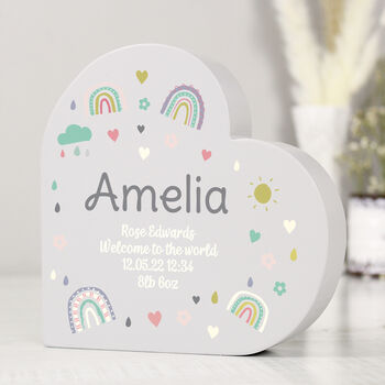 Personalised Rainbow Wooden Heart Ornament, 2 of 5