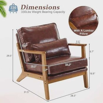 Elegant Brown Accent Chair Armchair Living Room, 3 of 5
