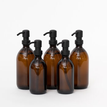 Refillable Amber Glass Soap Dispenser 300ml, 4 of 5