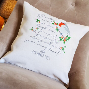 Personalised Robin Remembrance/Memorial Cushion, 3 of 5