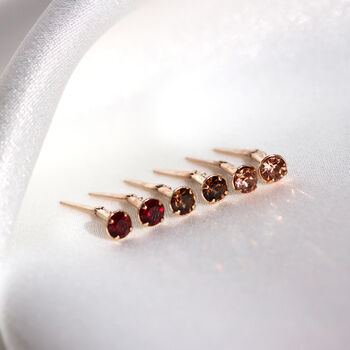 9ct Gold Andralok Stud Earrings With 3mm Crystal, 5 of 10