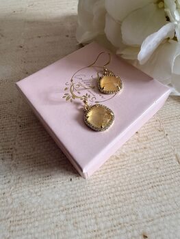 Yellow Stone Square Dangle Earrings, 2 of 4