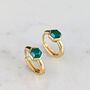 Green Onyx Tiny Hexagon Hoop Earrings 18ct Gold Plated, thumbnail 2 of 8