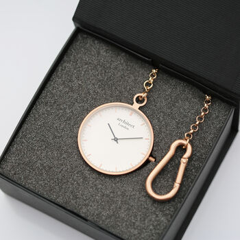 Modern Pocket Watch Swiss Movement In Rose Gold, 3 of 6