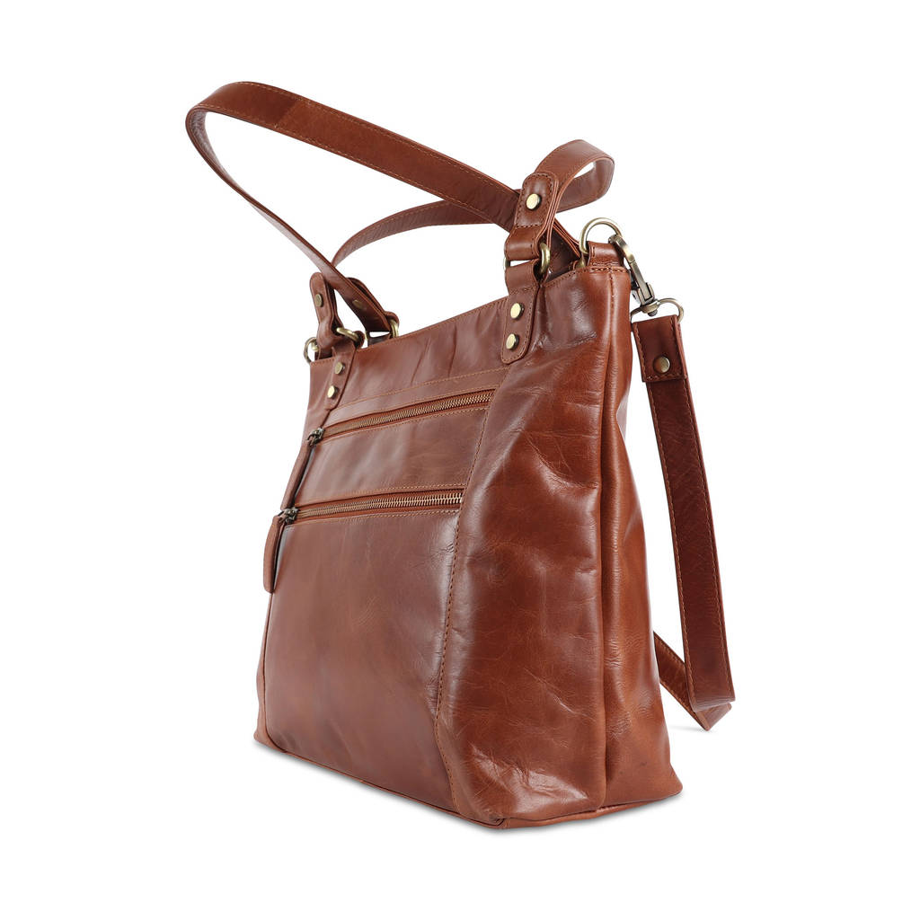 mayfair multi zip pocket handbag by the leather store | 0