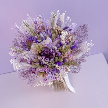 Purple And Green Dried Flower Bouquet, 3 of 8