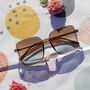 Elegant Square Side Metal Detail Sunglasses In Beige, thumbnail 1 of 3