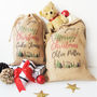 Personalised Christmas Sack With Trees Print, thumbnail 1 of 4