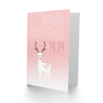 Reindeer Deer In Winter Mist Pink Christmas Mum Card, 2 of 4