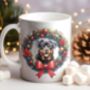 Personalised Rottweiler Christmas Wreath Dog Mug, thumbnail 1 of 2