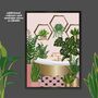 Plant Jungle With Hexagon Shelves Bathroom Print, thumbnail 3 of 4