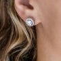 Silver Plated Crystal Round Stud Earrings, thumbnail 1 of 3