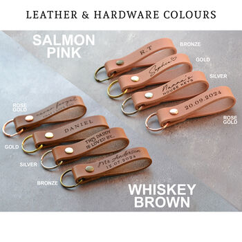 Personalised New Home Leather Keyring Set Housewarming Gift, 7 of 9