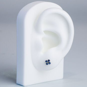 Sterling Silver Blue Crystal Stud Earrings, 5 of 6