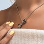 Personalised Silver Coloured Dumbbell Pendant Necklace, thumbnail 3 of 9
