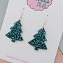 Snowfall / Blue Glitter Christmas Tree Earrings Small And Large, thumbnail 3 of 10
