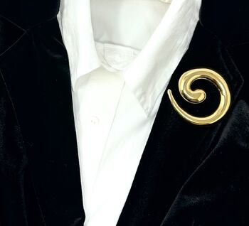 Swirl Statement Brooch In Gold Or Silver, 5 of 7