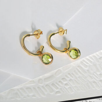 18ct Gold Vermeil Plated Birthstone Hoop Earrings, 12 of 12