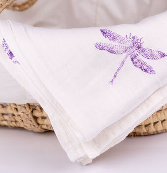 Violet Dragonfly Organic Swaddle Blanket, 2 of 3