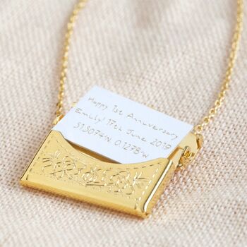 Personalised Anniversary Envelope Necklace With Charm, 4 of 7