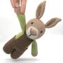 Handmade Dungaree Rabbit Toy, thumbnail 1 of 3