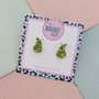 Green Pear Glitter Stud Earrings, thumbnail 3 of 4