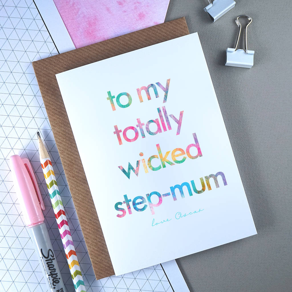 totally wicked step mum | mother's day card by rich little ...