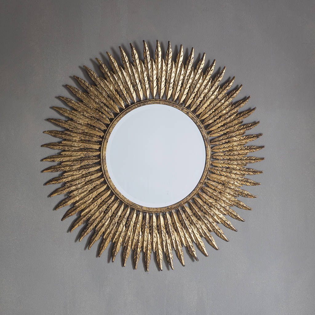 Gold Embossed Feather Wall Mirror