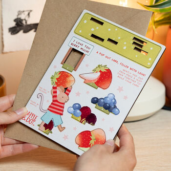 Personalised 'I Love You Berry Much' Pop Out Card, 4 of 6