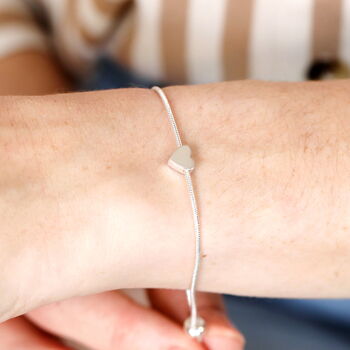 Stainless Steel Heart Adjustable Bracelet In Silver Plating, 3 of 5