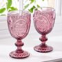 Set Of Four Vintage Embossed Coloured Wine Glasses, thumbnail 5 of 10