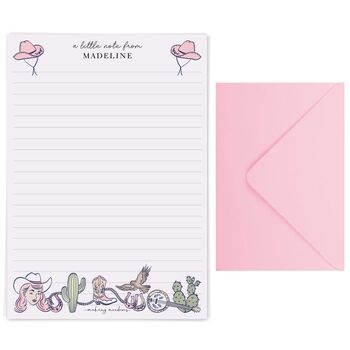 A5 Personalised Letter Writing Paper Pink Cowgirl Rodeo Design, 6 of 6