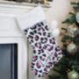 Personalised Velvet Leopard Print Christmas Stocking, thumbnail 2 of 4