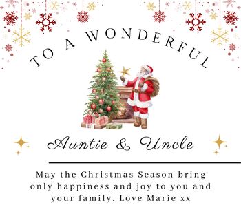 Christmas Candle Personalised Merry Christmas Present For Aunt And Uncle, 8 of 9
