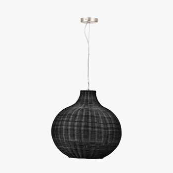 Black Rattan Pendant Ceiling Light, 2 of 7