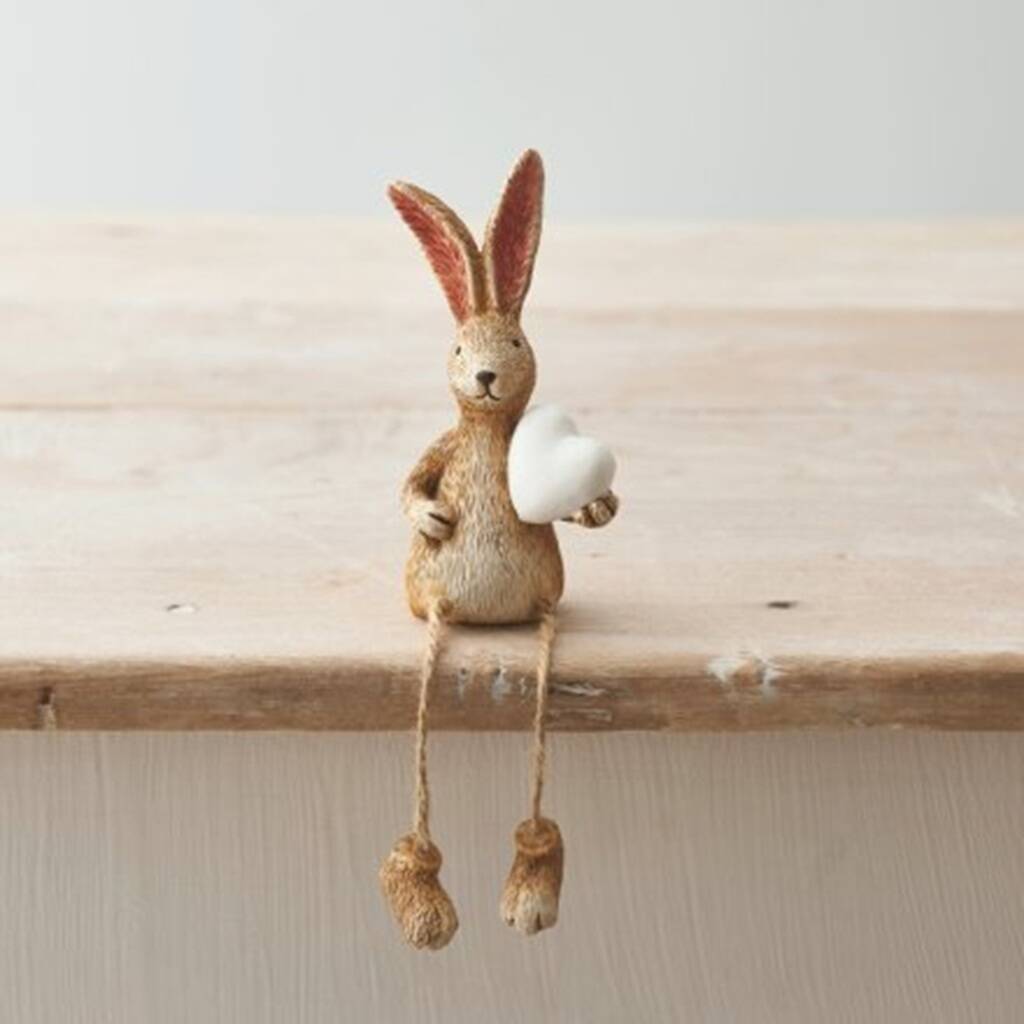Rabbit Ornament With Dangling Legs And White Heart, 1 of 1